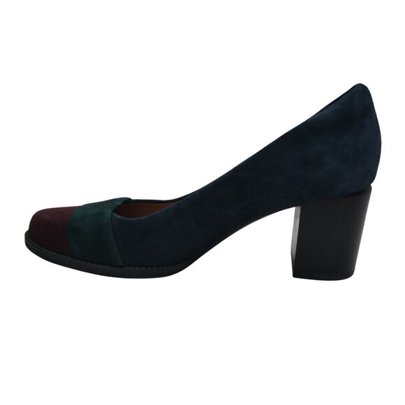 Clarks Tarah Brae Colorblock Suede Chunky Heel Pumps Womens 8.5 - Picture 3 of 14
